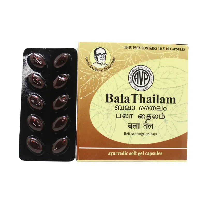 Bala Thailam Soft Gel Capsule (10Caps) – Arya Vaidya Pharma