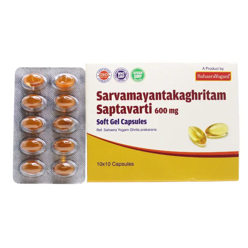 Sarvamayantaka Ghritham Saptavarti 600Mg 10 caps Sahasr – Sahasra Yogam