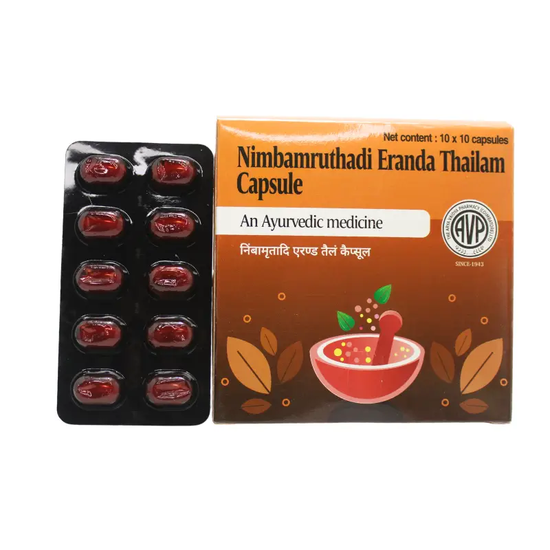 Nimbamruthadi Eranda Thailam Capsules 10caps – The Arya Vaidya Pharmacy