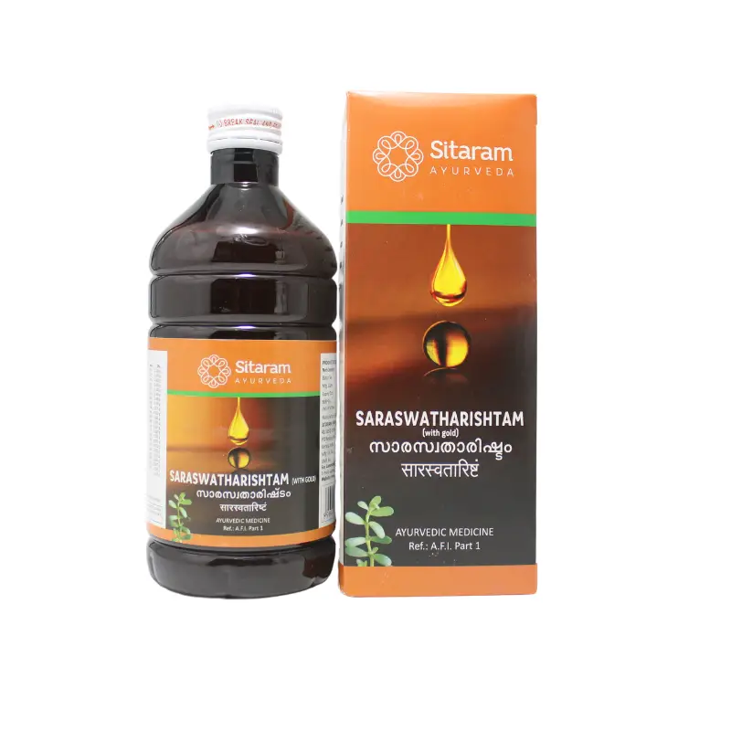 Saraswatharishtam With Gold 450ml – Sitaram Ayurveda Pharmacy