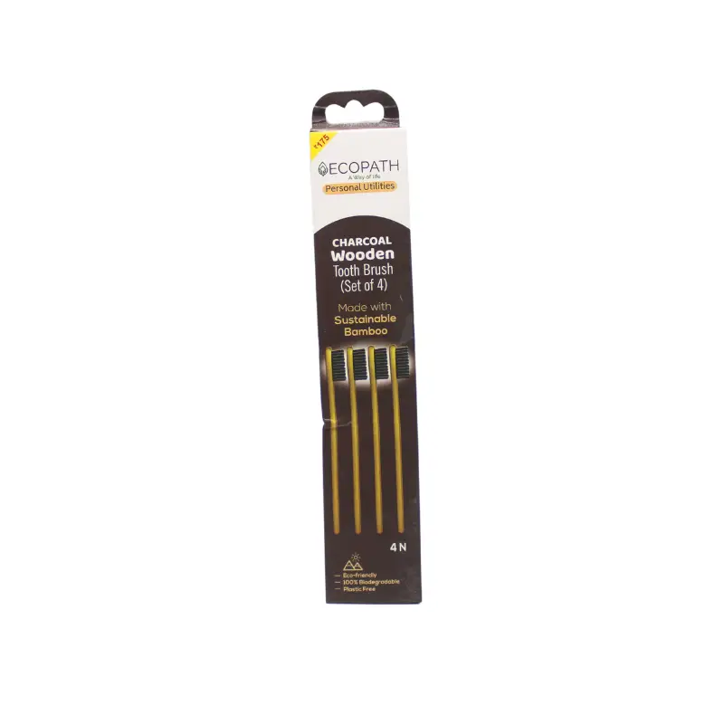 Ecopath Charcoal Wooden Tooth Brush (Set Of 4) – Ecopath