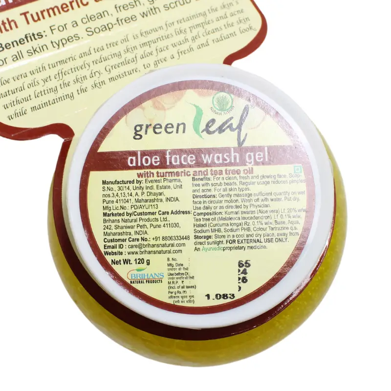 Green Leaf Alove Face Wash Gel (Turmaric) (120Gm) – Brihans Natural